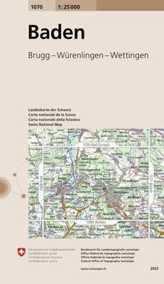 Wandelkaart - Topografische kaart 1070 Baden | Swisstopo