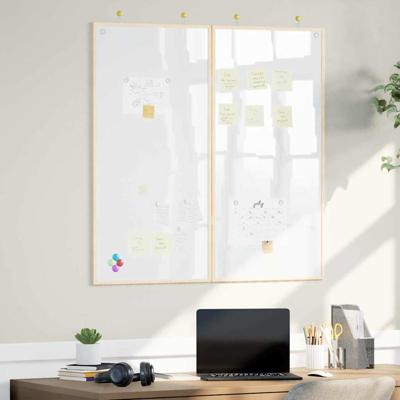 Magnetisch whiteboard Wit 100 x 1.4 x 100 cm Massief grenenhout