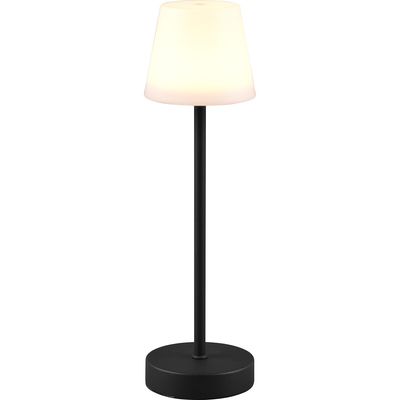 LED Tafellamp met Oplaadbare Batterijen - Trion Marty - 2.2W - Aanpasbare Kleurtemperatuur - Dimbaar - Spatwaterdicht IP44 - Rond - Zwart
