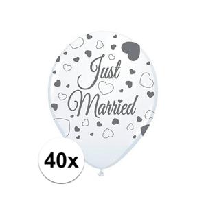 Ballonnen just married - 40x - wit - 30 cm - bruiloft