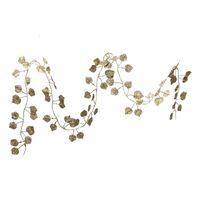 1x Kerstboom guirlandes/slingers met gouden bladeren 200 cm   -