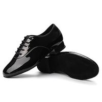 Voor heren Latin schoenen Ballroom schoenen Oefen het trainen van dansschoenen Line dance Opleiding Voor Binnen Professioneel Professioneel Dikke hak Gesloten teen Veters Volwassenen Helder zwart Lightinthebox