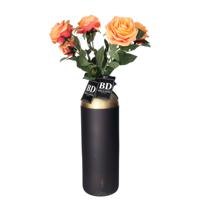 Kunstbloem Roos Dijon - 8x - 64 cm - oranje - zijde kunstbloemen - Boeket - stelen - rozen