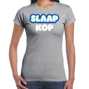 Verkleed T-shirt voor dames - slaapkop - grijs - carnaval - foute party