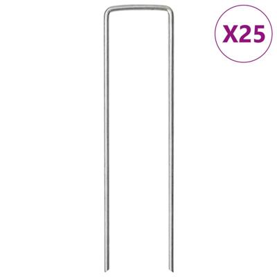 Grondharingen 25 st U-vormig 15x3,5 cm gegalvaniseerd staal