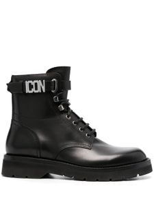 DSQUARED2 bottines en cuir à logo Icon - Noir