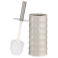 Toiletborstel/wc-borstel kiezelgrijs gestreept keramiek 31 cm - Toiletborstels - thumbnail