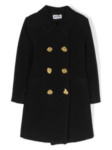 Moschino Kids manteau croisé à logo brodé - Noir