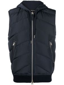 TOM FORD gilet matelassé à fermeture zippée - Bleu