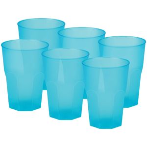 Drinkglazen frosted - turquoise - 36x - 420 ml - onbreekbaar kunststof - Feest/cocktailbekers