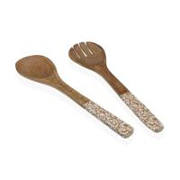 Set Keukengerei Versa Bamboe Porselein Mangohout 6 x 1 x 30 cm