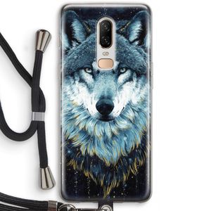 Darkness Wolf: OnePlus 6 Transparant Hoesje met koord