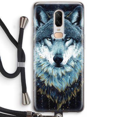 Darkness Wolf: OnePlus 6 Transparant Hoesje met koord