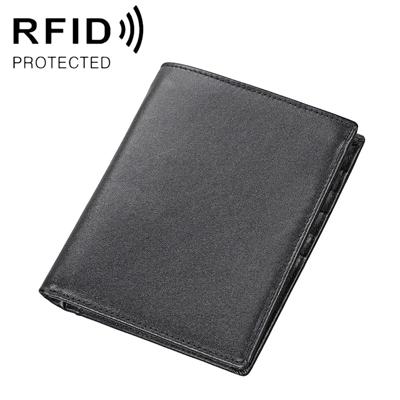 8235 Antimagnetic RFID Multi-function Crazy Horse Texture Leather Wallet Passport Bag (Black)