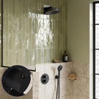 Regendouche set SaniClear Evolution Stripes | 30 cm | Incl.Inbouwdeel | 2 standen handdouche | Zwart Mat