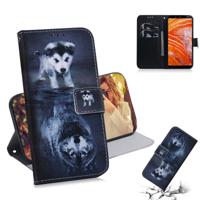 Wolf en hond patroon gekleurde tekening horizontale Flip lederen draagtas voor Nokia 3 1 Plus met houder & kaartsleuven & portemonnee