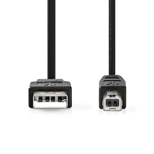 Nedis USB-Kabel | USB 2.0 | USB-A Male | USB-B Male | 10 W | 480 Mbps | Vernikkeld | 5.00 m | Rond | PVC | Zwart | Label - CCGL60100BK50