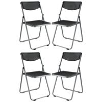 Klapstoel voor buiten/binnen - 4x - zwart - 48 x 82 cm - stevig kunststof - Bijzet stoelen - Vouwsto Klapstoel voor buiten/binnen - 4x - zwart - 48 x 82 cm - stevig kunststof - Bijzet stoelen - Vouwsto