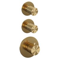 Regendoucheset Inbouw Brauer Gold Carving Thermostatisch 30cm met Plafondarm, Glijstang en Handdouche 3-Standen Geborsteld Goud