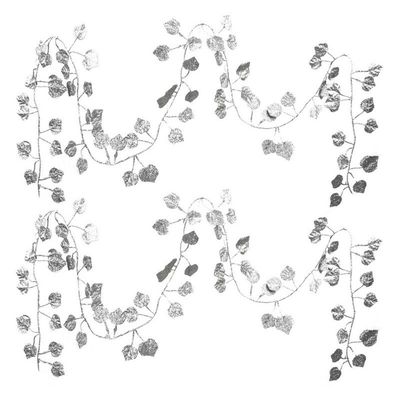 2x Stuks kerstboom decoratie slinger met zilveren bladeren 200 cm