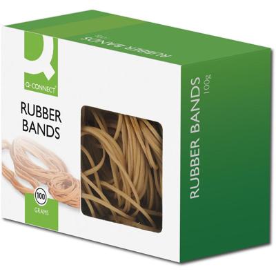 Q-CONNECT elastieken, breedte 1,5 mm, lengte 100 mm, nr 20, doosje van 100 g