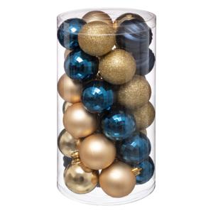 Feeric Christmas Kerstballen - 30x st - blauw/champagne - D6 cm - kunststof   -