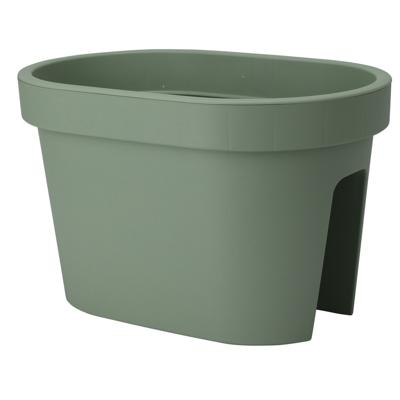 Balkon plantenpot/bloempot - groen - 40 x 25 cm - ovaal - kunststof