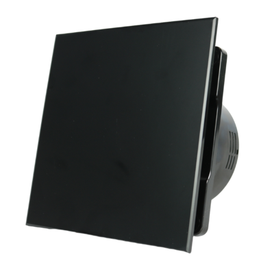 Whisper Pro-design Badkamerventilator - Ø100mm - Met Nalooptimer - Vlak Kunststof - Mat Zwart - Zwarte Ventilator