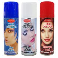 Set 3x kleuren haarverf/haarspray 125 ml - Blauw-wit-rood - Vlag kleuren van Frankrijk