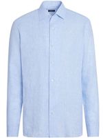 Zegna chemise en lin à manches longues - Bleu - thumbnail