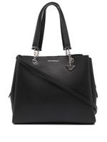 Emporio Armani sac cabas grainé à plaque logo - Noir - thumbnail