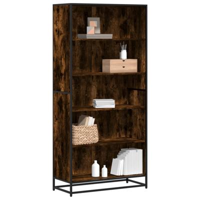 Boekenkast 80,5x35x170,5 cm bewerkt hout gerookt eikenkleurig