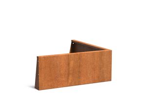 Keerwand cortenstaal buitenhoek 100x100x40cm.