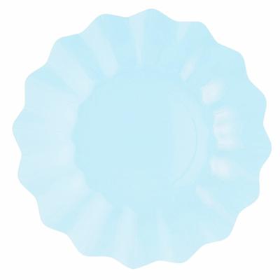 Feestbordjes met schulprand - 8x - baby blauw - rond - karton - 27cm