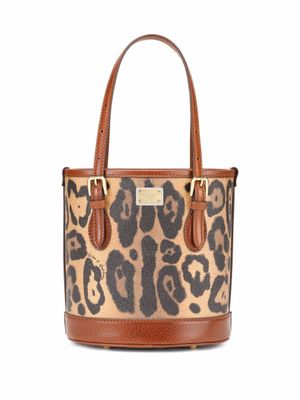 Dolce & Gabbana petit sac seau Crespo à imprimé léopard - Marron