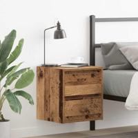 Nachtkastjes wandgemonteerd 2 st 38x34x40 cm oud houtkleurig