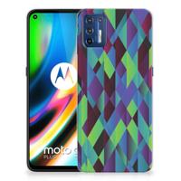 Motorola Moto G9 Plus | TPU Hoesje | Abstract Green Blue