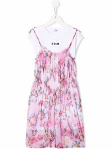 MSGM Kids robe à fleurs - Blanc