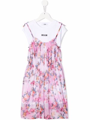 MSGM Kids robe à fleurs - Blanc