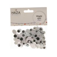 Wiebelogen/oogjes - wit/zwart - 100x stuks - knutselen / hobby plak oogjes