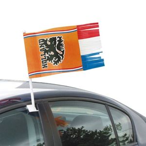 4x Autovlag voor de oranje / Holland voetbal supporter 30x35 cm - Feestdecoratievoorwerp