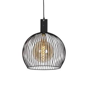 QAZQA Design ronde hanglamp zwart 40 cm - Dos