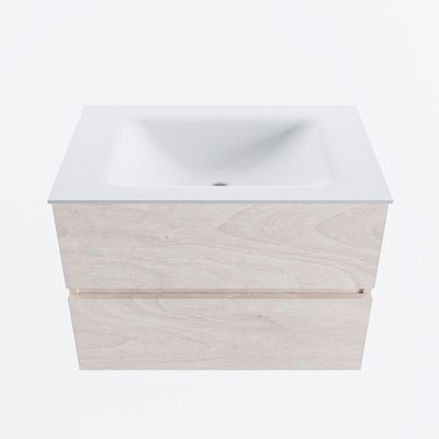 MONDIAZ VICA 70cm badmeubel onderkast Underlayment 2 lades. Wastafel CLOUD midden zonder kraangat, kleur Talc.