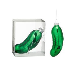 Kersthanger augurk - groen - 11 cm - glas - kerstornament - augurken figuurtje