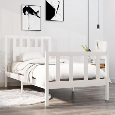 Bedframe massief hout wit 90x190 cm