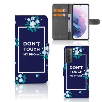 Samsung Galaxy S21 Plus Portemonnee Hoesje Flowers Blue DTMP Samsung Galaxy S21 Plus Portemonnee Hoesje Flowers Blue DTMP