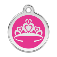 Crown Hot Pink roestvrijstalen hondenpenning large/groot dia. 3,8 cm - Reddingo