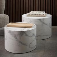 Bendt Salontafel 'Flavian' Marmerlook, Set van 2 stuks, kleur Wit