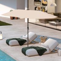 392 cm Grote Parasol met LED-Zonnelampen Zwengel 12 Stevige Baleinen Rechthoekige Dubbele Parasol voor Tuin Terras Restaurant
