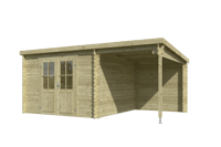 Blokhut met overkapping Tampa 481x292 Olijfgroen Geimpregneerd - Outdoor life